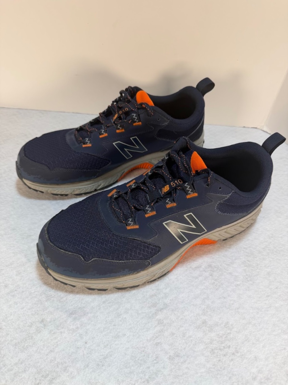New Balance 510 v5 Trail Running Hiking Shoes Mens Size 14 Navy Orange MT510